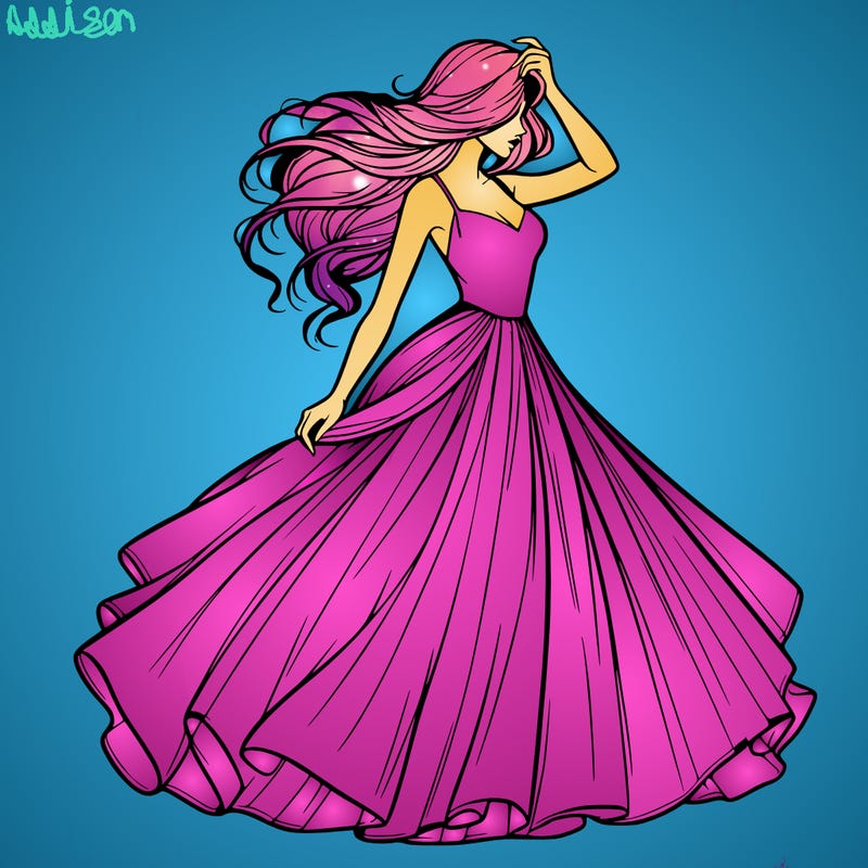 realistic woman with dress flowing in the wind