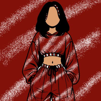 realistic girl faceless with baggy pants and a crop top