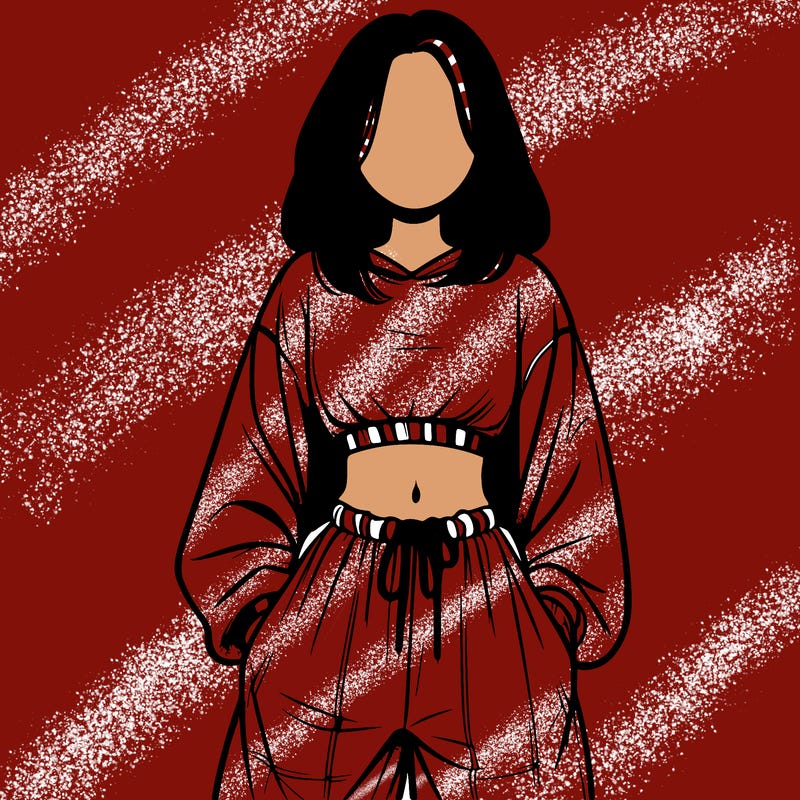 realistic girl faceless with baggy pants and a crop top