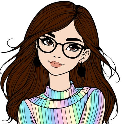 realistic girl with glasses