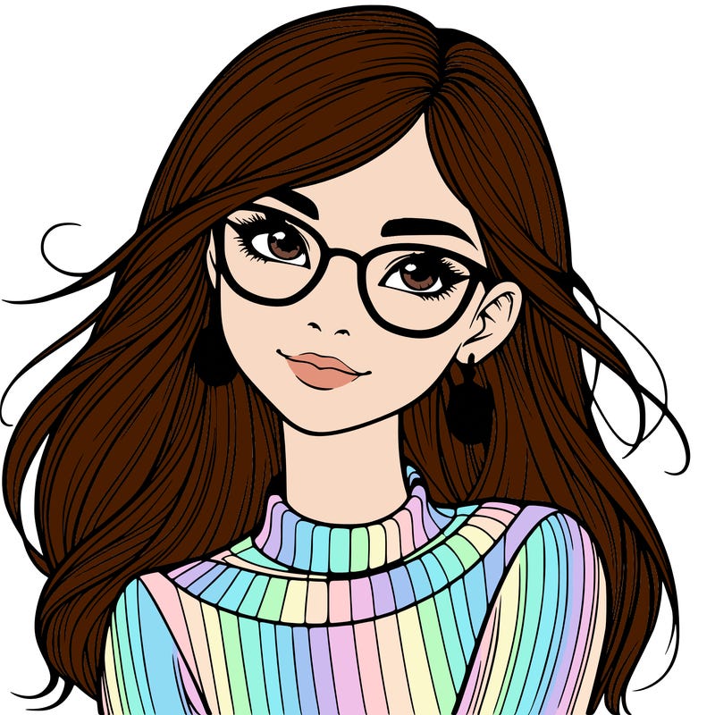 realistic girl with glasses