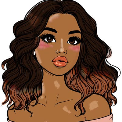 realistic girl with wavy hair and lips