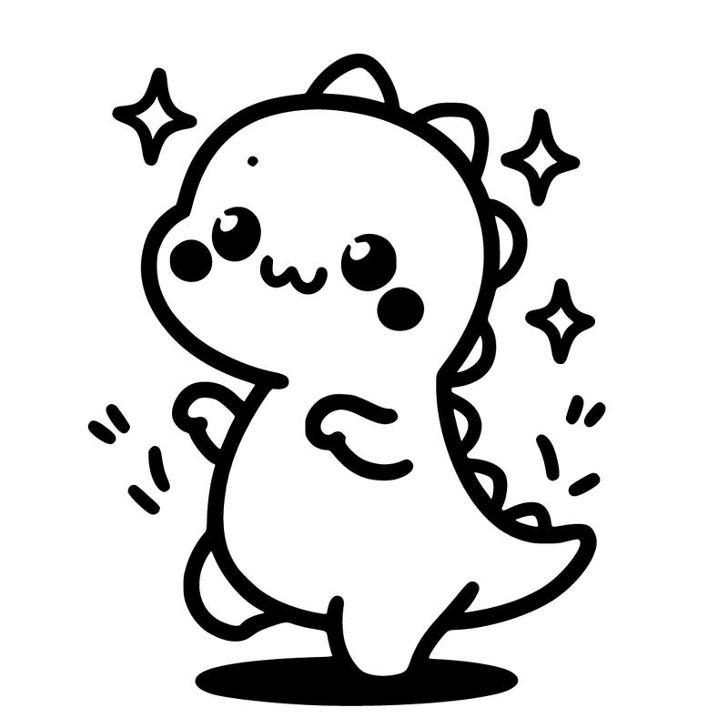 a kawaii dinosaur dancing