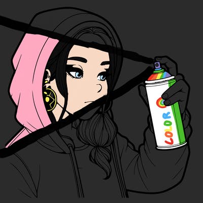 a realistic girl, spray painting