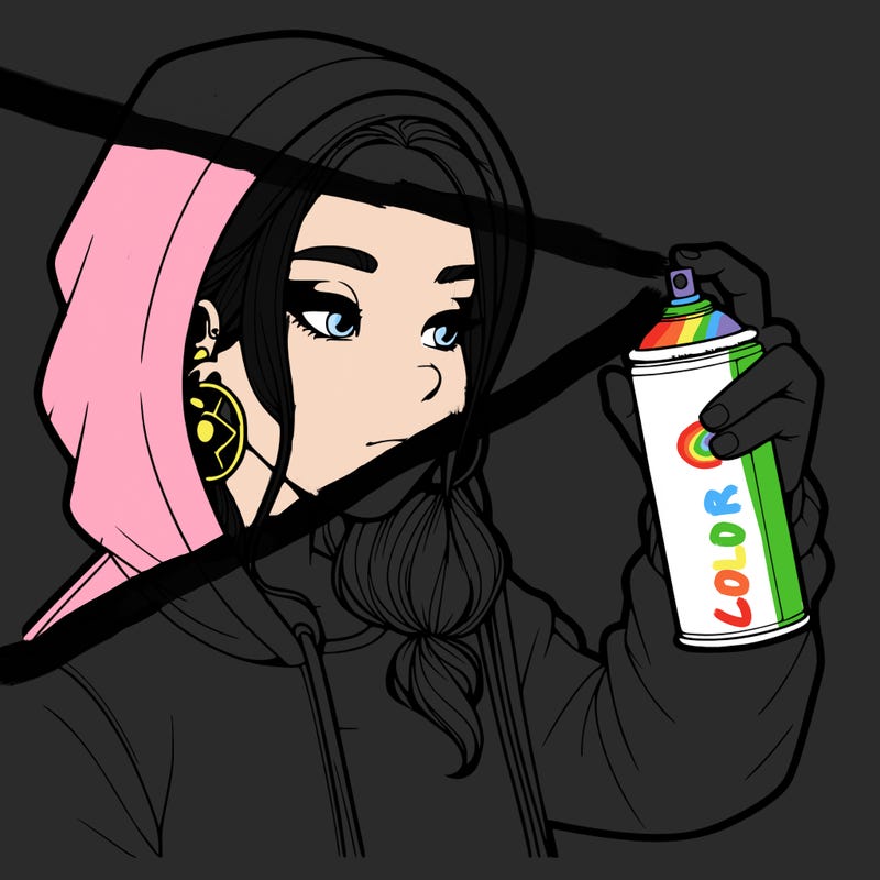 a realistic girl, spray painting