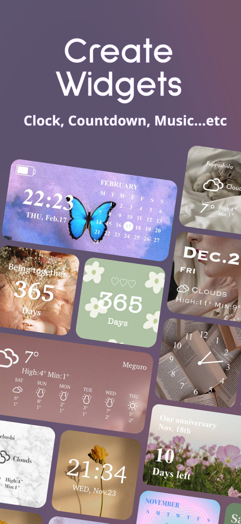 WidgetClub:Widget, Theme, Icon - Una selezione di widget estetici come orologi, calendari e countdown per la personalizzazione della schermata Home dell'iPhone