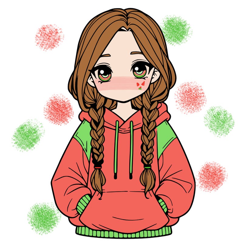 a realistic girl with a oversized hoodie and she has braids