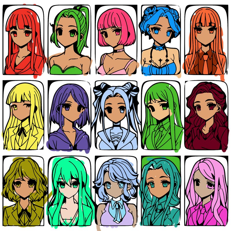 girls that look diffrent anime