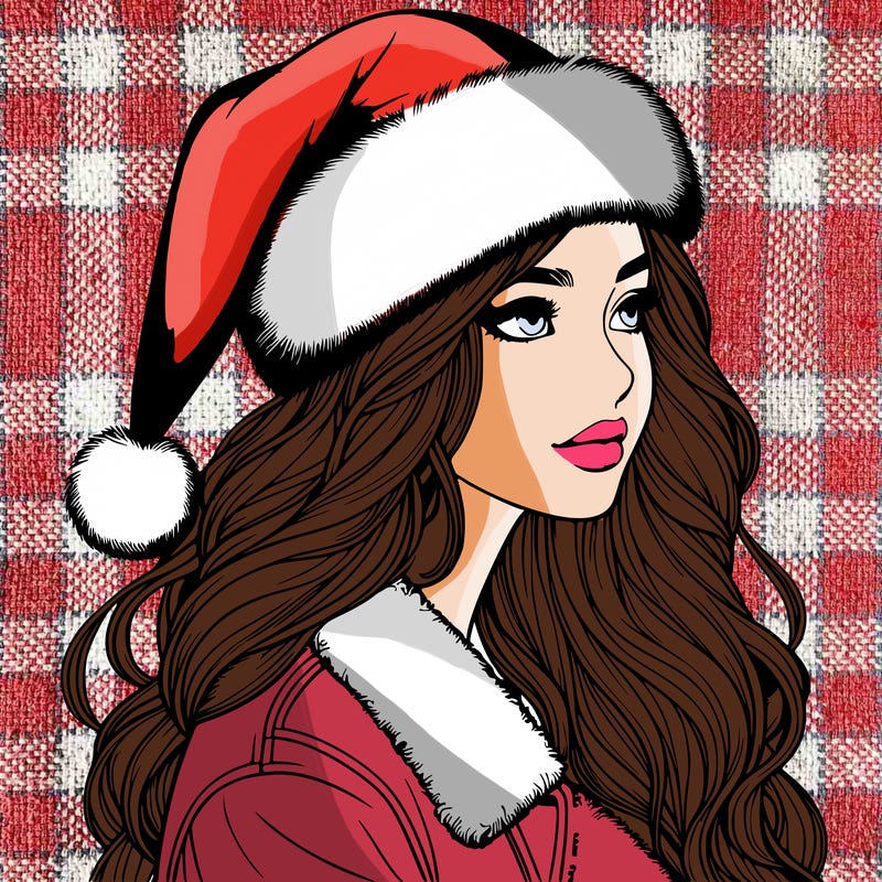 realistic girl in santa hat