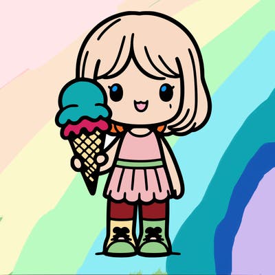 little girl holding a large ice cream cone.