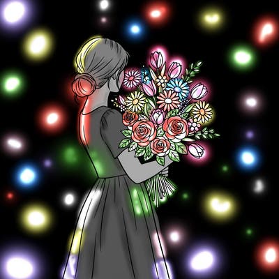 girl holding flowers