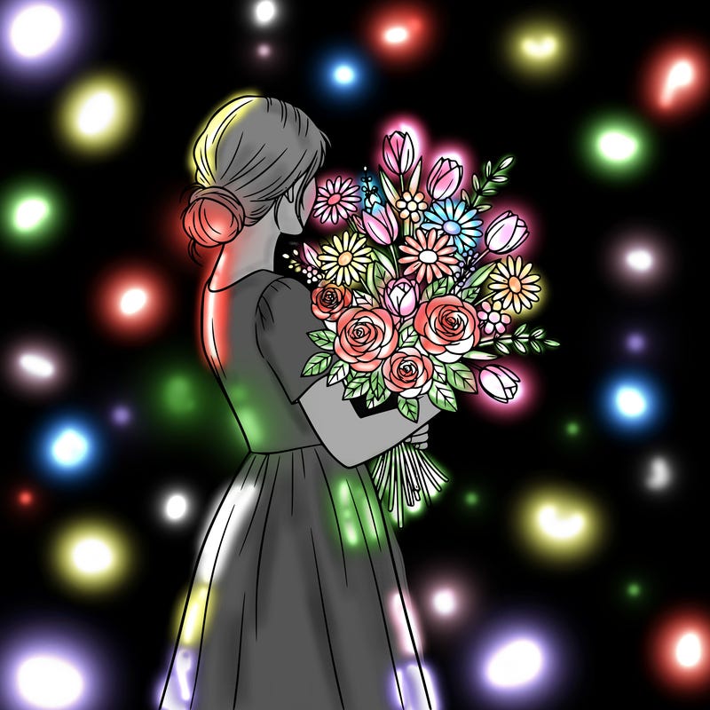 girl holding flowers