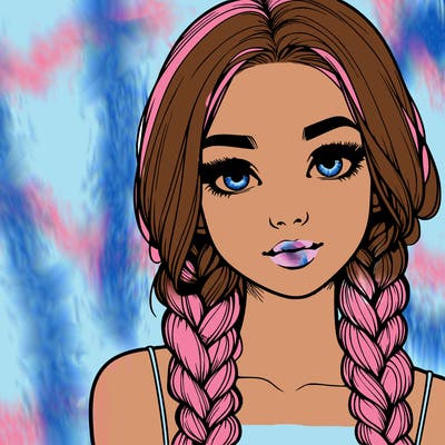 realistic girl with braids