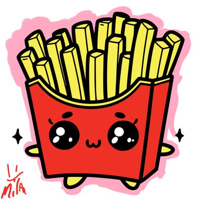 a cute. french fries