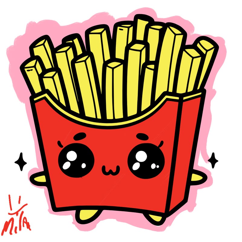 a cute. french fries