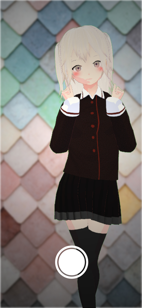 Pose Mixer AR - Una personaje anime 3D con uniforme escolar posando en la aplicación Pose Mixer AR