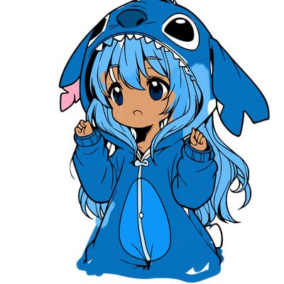 anime girl in a stitch onsie