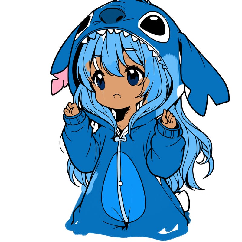 anime girl in a stitch onsie