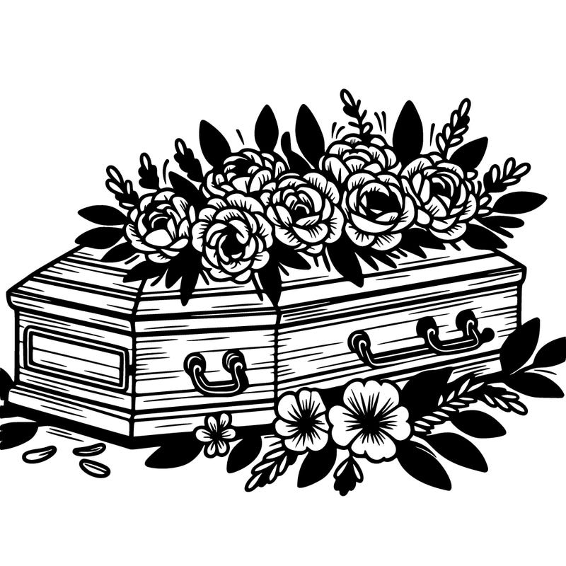 flowers on coffin