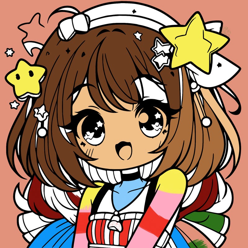 cute anime girl with star accessories