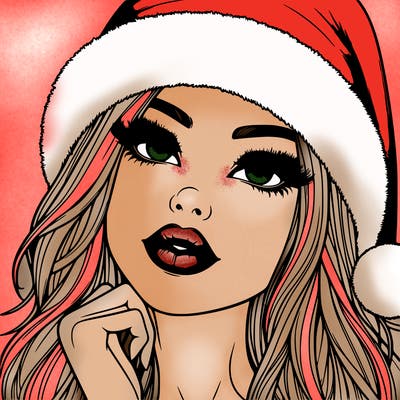 realistic christmas girl with lips