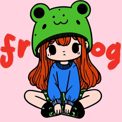 a girl wearing a frog hat and some frog socks