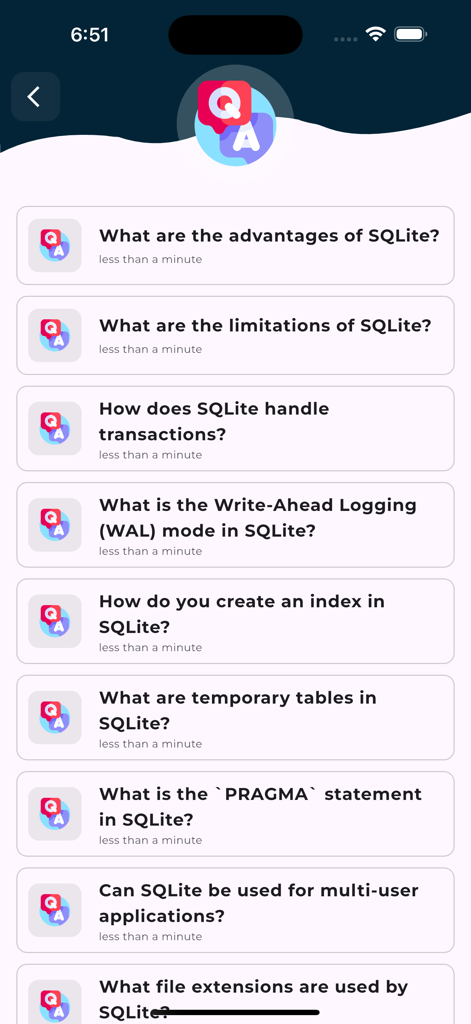 Learn SQLite Databaseモバイルアプリでの一般的なSQLite面接の質問のリスト。