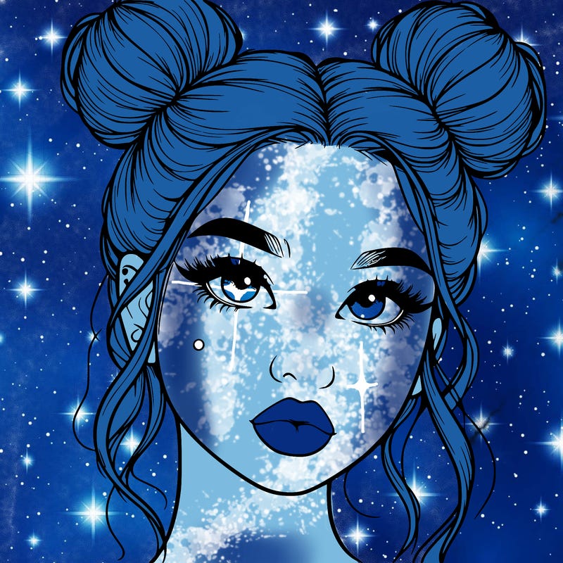 realistic girl with two buns on her hair and lips