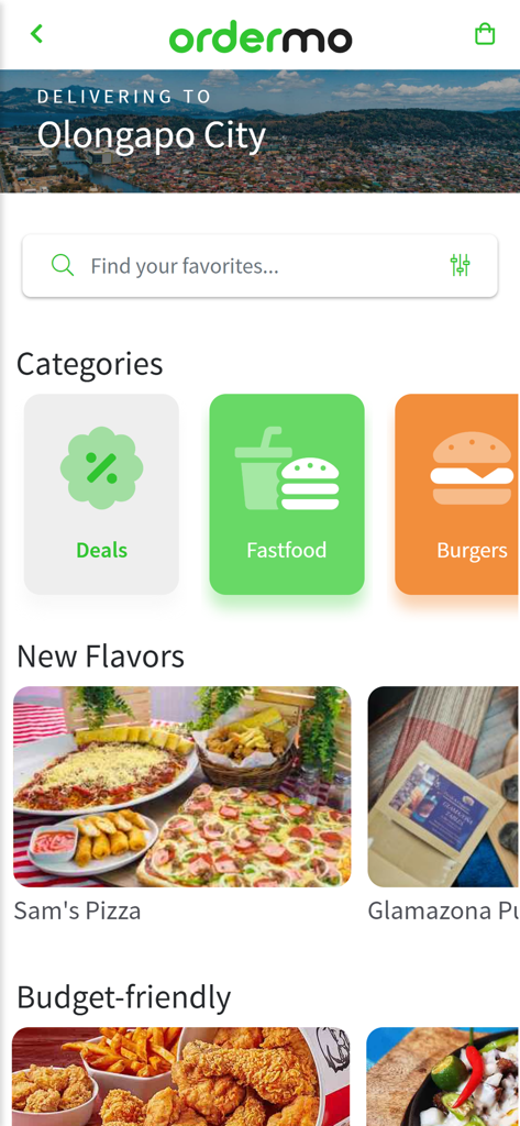 ordermo - Hassle-Free Delivery - Ordermo app interface for food delivery in Olongapo City Philippines.