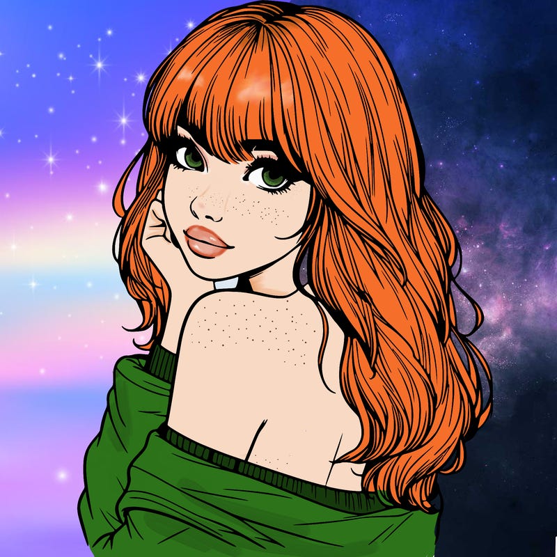 realistic girl with bangs looking over her shoulder