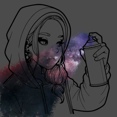 a realistic girl, spray painting
