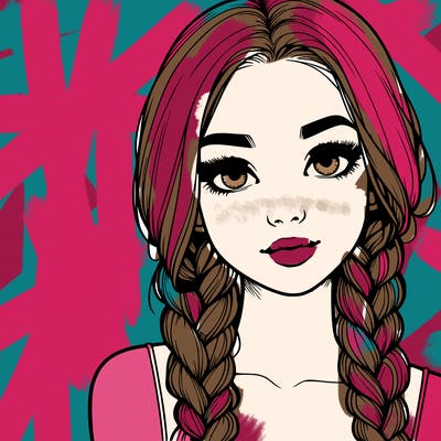 realistic girl with braids