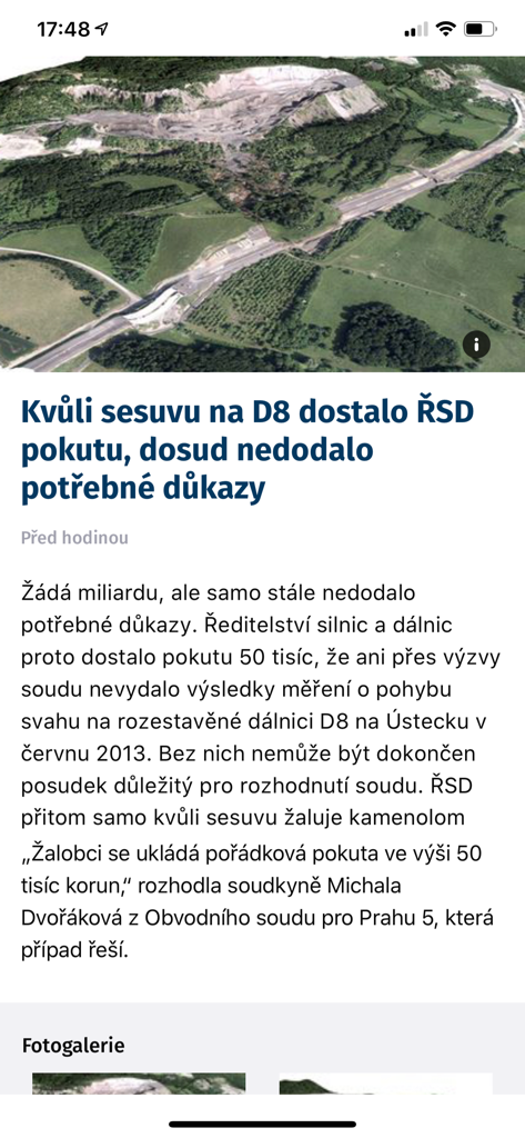 iDNES.cz mobile app article screen showing a news report in Czech