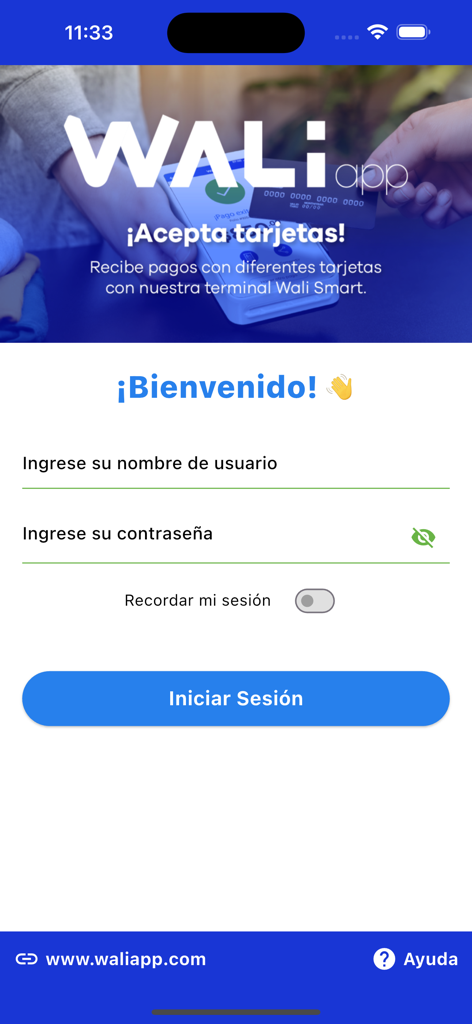 WALIApp - WALIApp login page for business owners with username and password fields in Spanish