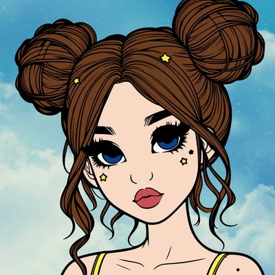 realistic girl with space buns