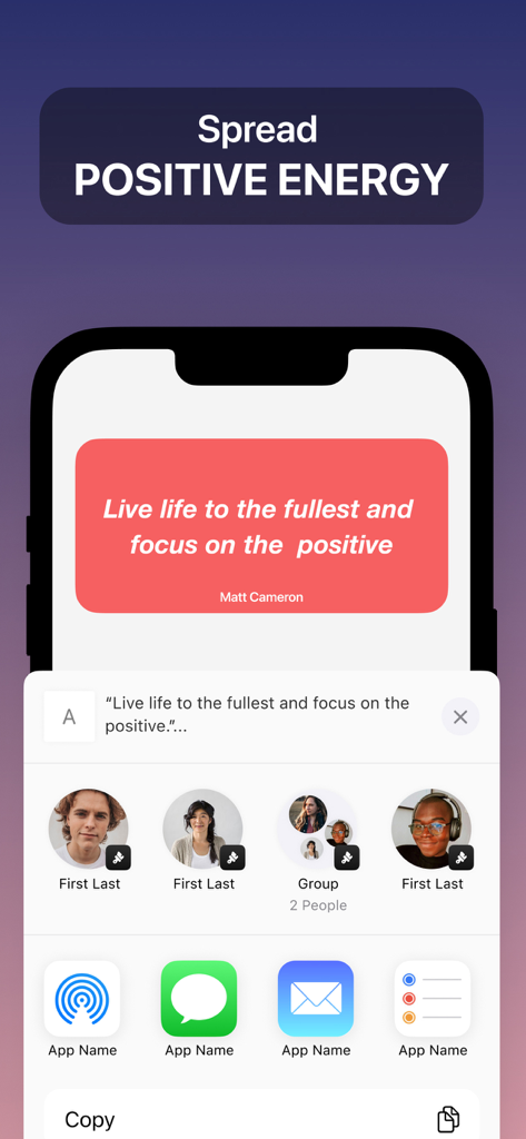 Widget Quotes - Share screen displaying a positive quote from the Widget Quotes app