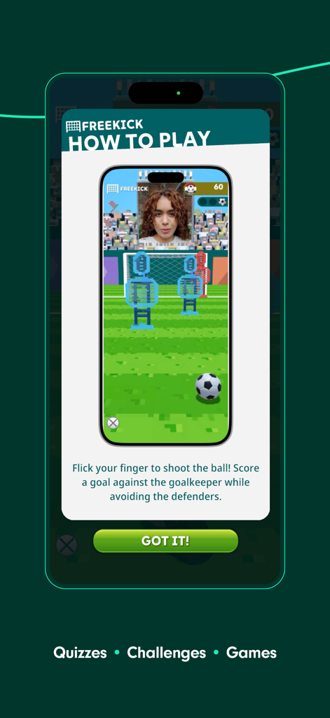 Anweisungen für das Freistoß-Minispiel in der SEA und WIN App