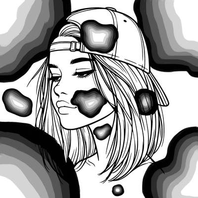 realistic  girl with a backwards hat