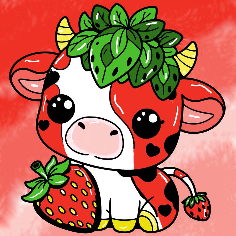 cute strawberry cow