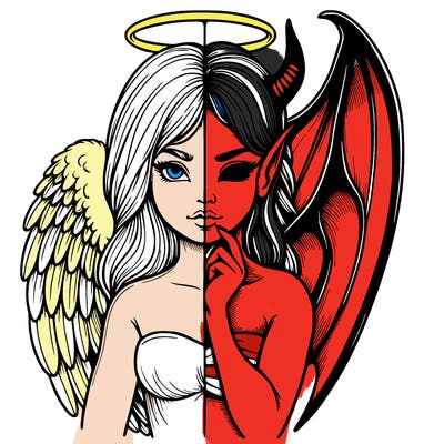 realistic angel half demon