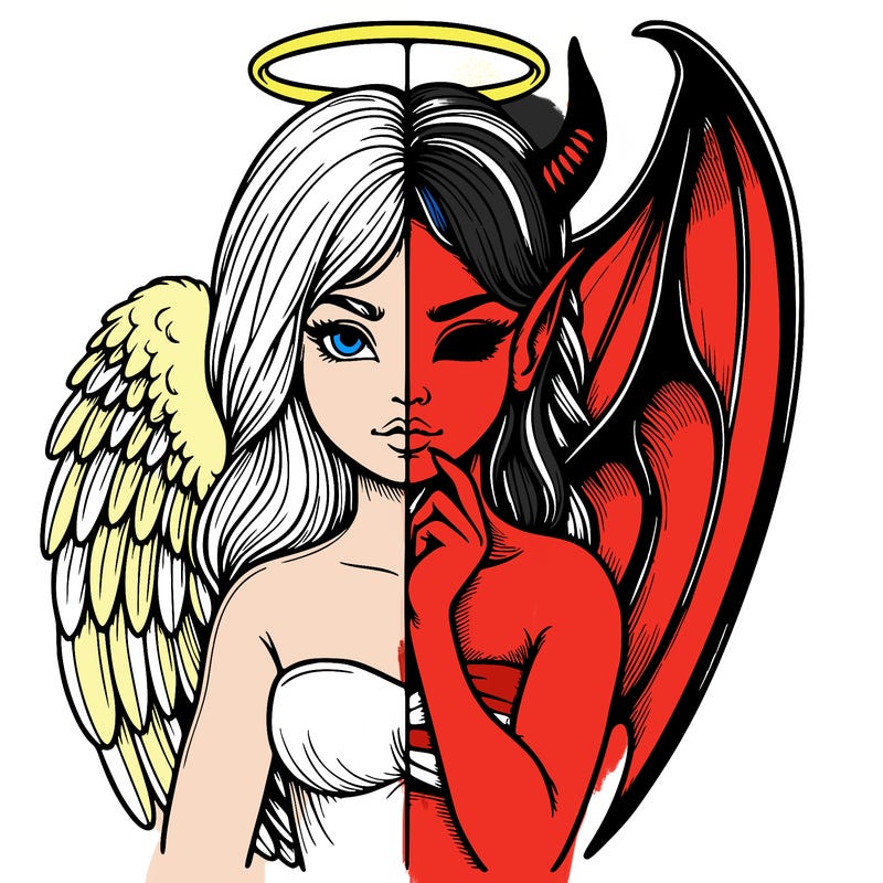 realistic angel half demon