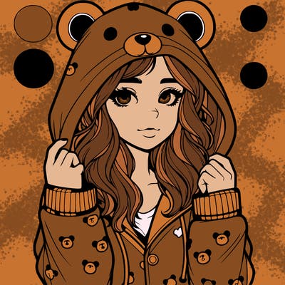 realistic girl in a animal pjs hoodie