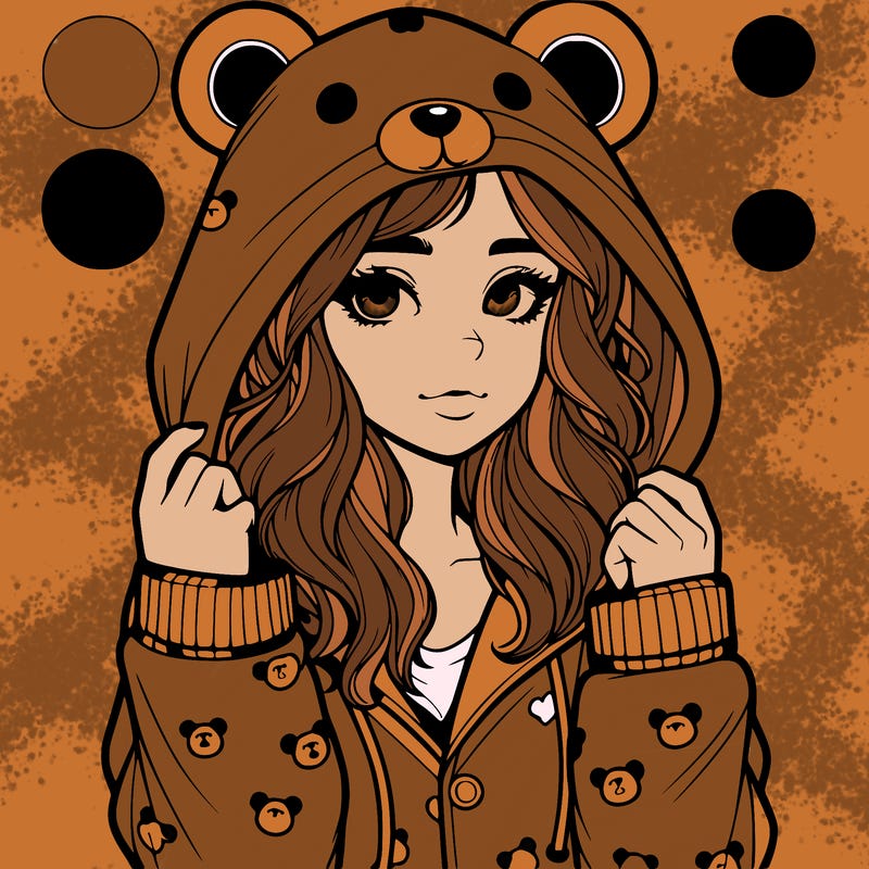 realistic girl in a animal pjs hoodie