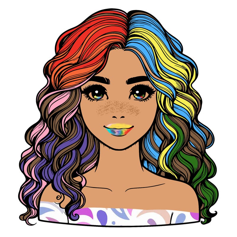 realistic girl with wavy hair