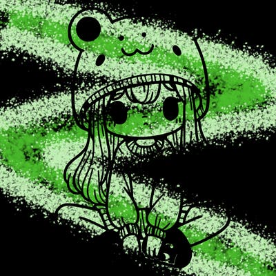 a girl wearing a frog hat and some frog socks