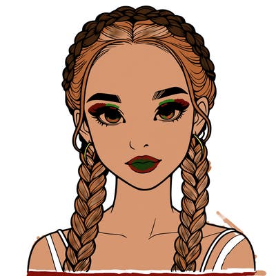 realistic girl with braids