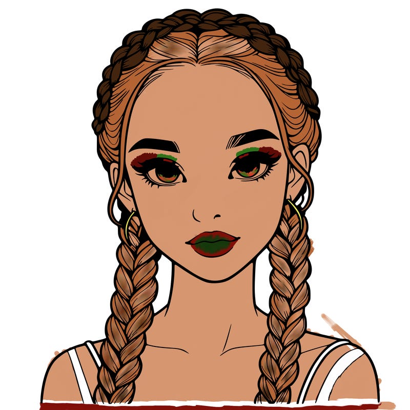 realistic girl with braids