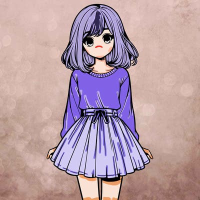 realistic girl with a skirt on
