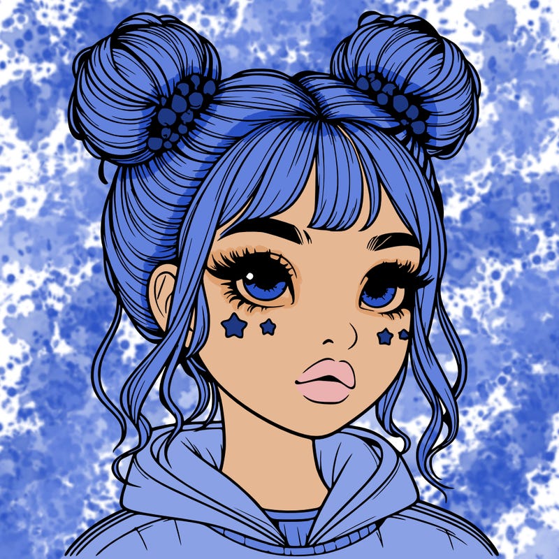realistic girl with space buns