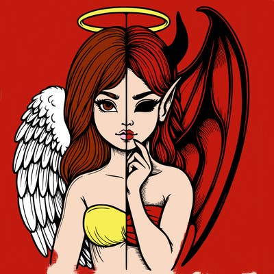 realistic angel half demon